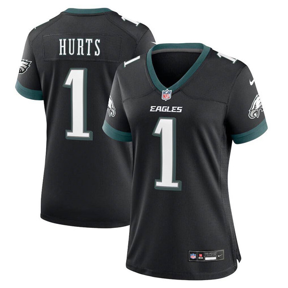 Women's Philadelphia Eagles #1 Jalen Hurts New Black Stitched Game Jersey(Run Small)